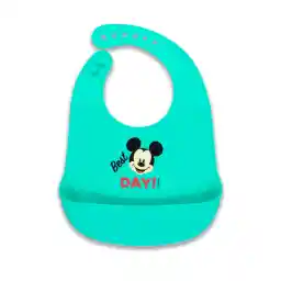 Disney Mickey Mouse Silicone Baby Bib Super Soft, Easy Clean, Wide Food Catcher And Leak Proof 6 Adjustable Sizes - Age: 6 24 Months (Official Disney Product)