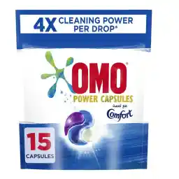 OMO 3-in-1 Power Capsules, with Touch of Comfort, for 4x cleaning power, 15 Pods (390g)