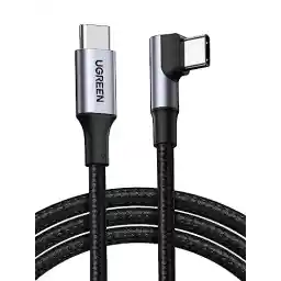 UGREEN 100W USB C به USB C کابل زاویه PD 3.0 PPS کابل شارژ USB-C 90 درجه سازگار Samsung Galaxy S23 Ultra، M2 MacBook Pro/Air iPad Pro 12.9 iPad Air 5/Mini 6 Steam Deck و غیره (3 متر)