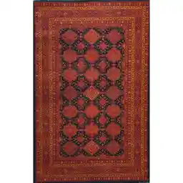 فرش ماشینی هیوا طرح بلوچ کد 1-207 زمینه سرمه ای