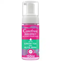 Carefree Duo Effect Daily Intimate Cleansing Mousse with Green Tea and Aloe Vera, 150ml, Mousse Feminine Wash for Women