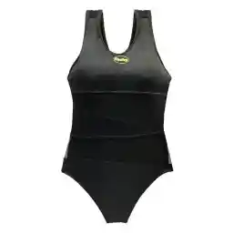 مایو شنا زنانه یک تکه طرح فشی توردار MSR | مشکی/فسفری