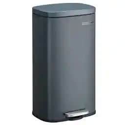سطل زباله SONGMICS برای آشپزخانه، سطل زباله 30 لیتری با پدال، سطل پدالی با سطل داخلی پلاستیکی، درب لولایی، بسته نرم، بدون بو و بهداشتی، خاکستری دودی LTB03GS