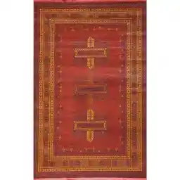 فرش ماشینی هیوا طرح بلوچ کد 4-203 زمینه لاکی