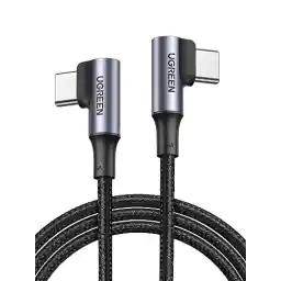 کابل شارژ UGREEN 100W USB C به USB C وصل زاویه راست USB C به کابل USB C منبع تغذیه 90 درجه 5A/20V سازگار با MacBook Pro M1 MacBook Air 2020 Surface Pro 7 XPS 15 iPad Pro 2024 و غیره (1M)