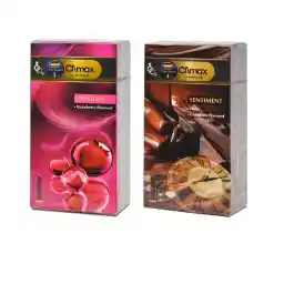 کاندوم کلایمکس مدل Sensitive بسته 12 عددی به همراه کاندوم کلایمکس مدل Sentiment 4 بسته 12 عددی