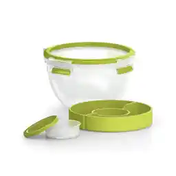 جعبه سالاد امسا با 2 عدد درب و درب کاربردی جعبه سالاد حجم: 1 لیتری شفاف/سبز Clip & Go 518097