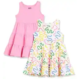 Amazon Essentials Girls and Toddlers' Knit Sleeveless Tiered Dresses (Previously Spotted Zebra), Pack of 2