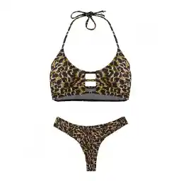 مایو شنا زنانه دوتکه بیکینی 5682527- Fashion Concept NZD | مشکی/قهوه ای