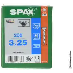 SPAX 1197000300253 یونیورسال، سر فرورفته، T-STAR plus، چند سر، نخ کامل، فولاد ضد زنگ A2، 1.4567، (3.0 x 25 میلی متر، 200 قطعه)