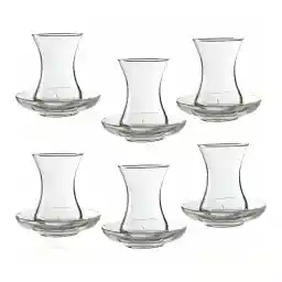 استکان نعلبکی پاشاباغچه مدل کمرباریک کد2348 بسته 6 عددی