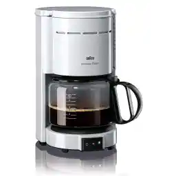 قهوه ساز Braun KF 47 WH، قهوه ساز فیلتری با کاراف شیشه ای برای قهوه فیلتر سنتی، قهوه معطر به لطف سیستم Optibrew، توقف قطره ای، خاموش شدن خودکار، سفید