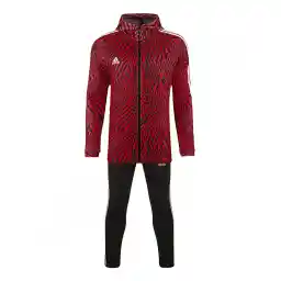 ست گرمکن شلوار ورزشی مردانه کلاه دار طرح آدیداس تاوا TVA | قرمز/مشکی