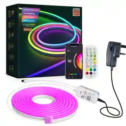 UanTii Tuya Wifi DIY Neon Light Strip Smart RGB LED 7Colors Lighting Strip Waterproof Music Sync Cuttable Lighting Strip Works With Tuya Smart Life App and Alexa Google Home 5M