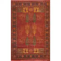 فرش ماشینی هیوا طرح بلوچ کد 3-212 زمینه لاکی