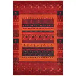 فرش ماشینی هیوا طرح بلوچ کد 3-210 زمینه لاکی