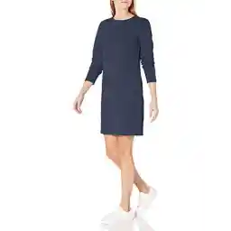 Amazon Essentials Women's Crewneck Long-Sleeve Fleece Above-The-Knee Dress