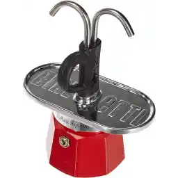 Bialetti - Mini Express Kandisky: De Moka Set Bestaat Uit Een Percolator 2 Kops (90 Ml) + 2 Espressoglazen, Rood, Aluminium