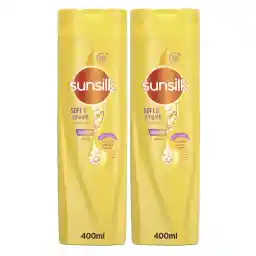SUNSILK Shampoo, For Soft & Smooth Hair, Soft & Smooth, With Silk Protein, Argan Oil & Vitamin C, 2 x 400ml