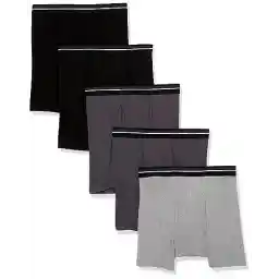 Amazon Essentials Men's Underwear Boxer Briefs, Comfortable Cotton, Tag-Free, Pack of 5