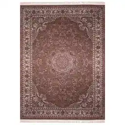 فرش ماشینی زمرد مشهد مدل بهشت زمینه گردویی