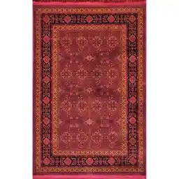 فرش ماشینی هیوا طرح بلوچ کد 211 زمینه لاکی