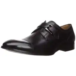 Steve Madden Men's Covet Monk-Strap Loafer Black Leather 8.5, 42 EU