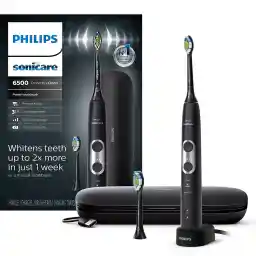 Philips Sonicare ProtectiveClean 6500 Rechargeable Electric Toothbrush, with Pressure Sensor, 3 Cleaning Modes, SmarTimer and QuadPacer, 14-Day Battery Life, Charging Travel Case, Black, HX6462/08