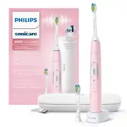 Philips Sonicare ProtectiveClean 6500 Rechargeable Electric Toothbrush, with Pressure Sensor, 3 Cleaning Modes, SmarTimer and QuadPacer, 14-Day Battery Life, Charging Travel Case, Pink, HX6462/06
