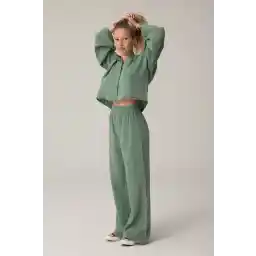 SHEISMONO شلوار مسلین سبز