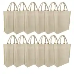 eco-neutral Unisex Adults Tote Bags Bulk Tote Bags - Jute Shopping Bags (pack of 12)