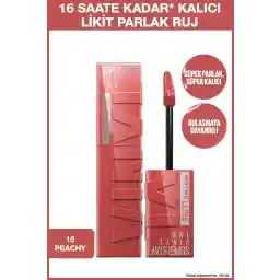 رژ لب براق مایع با ماندگاری بالا 15 هلویی Maybelline New York Super Stay Vinyl Ink