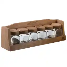 سرویس 6 پارچه ادویه بیلی با پایه چوبی کد WG-218-1/6WL