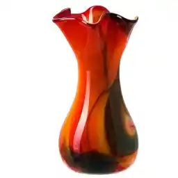 گلدان شیشه ای گالری گل کار مدل پاکتی مرمری سه پوست