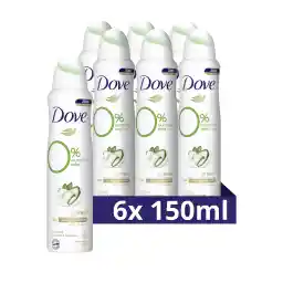 اسپری دئودورانت خیار و چای سبز 0% نمک‌های آلومینیومی Dove Go Fresh تا 48 ساعت در برابر تعریق محافظت می‌کند - 6 x 150 میلی‌لیتر - بسته ارزشی
