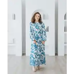 لباس ماکسی پله ای با چاپ گلدار آبی زنانه The Drop توسط @withloveleena