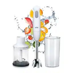 مخلوط کن دستی Braun MultiQuick 1 MQ 100 Pesto - مخلوط کن دستی با پایه مخلوط کن جداشدنی استیل ضد زنگ با فناوری PowerBell شامل فنجان و خردکن 600 میلی لیتری مخلوط کن و اندازه گیری 450 وات سفید