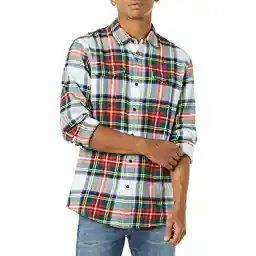 Amazon Essentials Men's Flannel Shirts, Long-Sleeve, Slim-Fit, Two-Pocket, Plaid