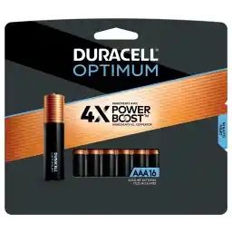 DURACELL Optimum AAA Batteries with 4X Power Boost Ingredients, 16 Count (Pack of 1), Triple A Battery with Long-Lasting Power, Alkaline AAA Battery for Household and Office Devices