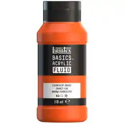رنگ اکریلیک سیال LIQUITEX 8870423 Basics با قوام روان با خشک شدن سریع بطری ضدآب سبک 118 میلی لیتری - نارنجی فلوئو
