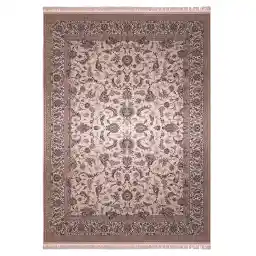 فرش ماشینی زمرد مشهد طرح افشان رنگ کرم