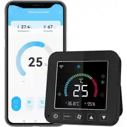 UanTii Smart AC Controller Built In Temperature Humidity Sensor with Backlight Tuya Wifi Smart AC Thermostat For Smart Home Works With Smart Life App and Alexa Google Home