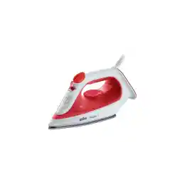 اتو بخار Braun TexStyle 1 SI 1019، روکش نچسب، ترموستات، 25 گرم در دقیقه در حالت توربو، مخزن آب 220 میلی لیتر، 1900 وات، قرمز/سفید