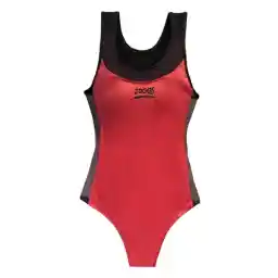 مایو شنا زنانه یک تکه طرح زاگز تور دار MSR | سرخابی