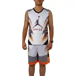 ست رکابی شلوارک بسکتبال Jordan-23 NZD | سفید/مشکی