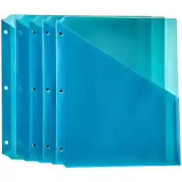 Amazon Basics Binder Organizer Poly Jacket, 3 Hole Punch, Assorted Colors, Pack of 5