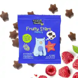 Freakin Healthy Raspberry Fruity Stars 21g – Natural Fruit Jelly, Healthy Treat, Plant-Based Kids Snacks