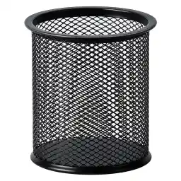 Amazon Basics Wire Mesh Pen Cup, Office Caddy Storage, Black, 3.7" x 3.3"
