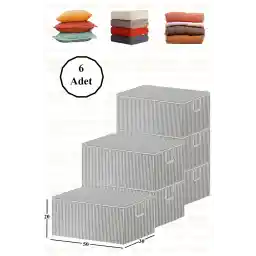 جعبه ذخیره سازی راه راه خاکستری NUTEX 6 تکه زیر پایه 50x30x20