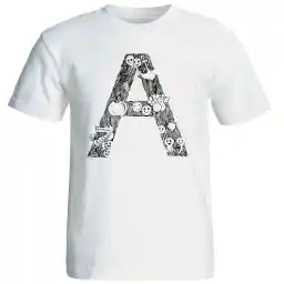 تی شرت آستین کوتاه مردانه شین دیزاین طرح حروف اول اسم A کد 4496